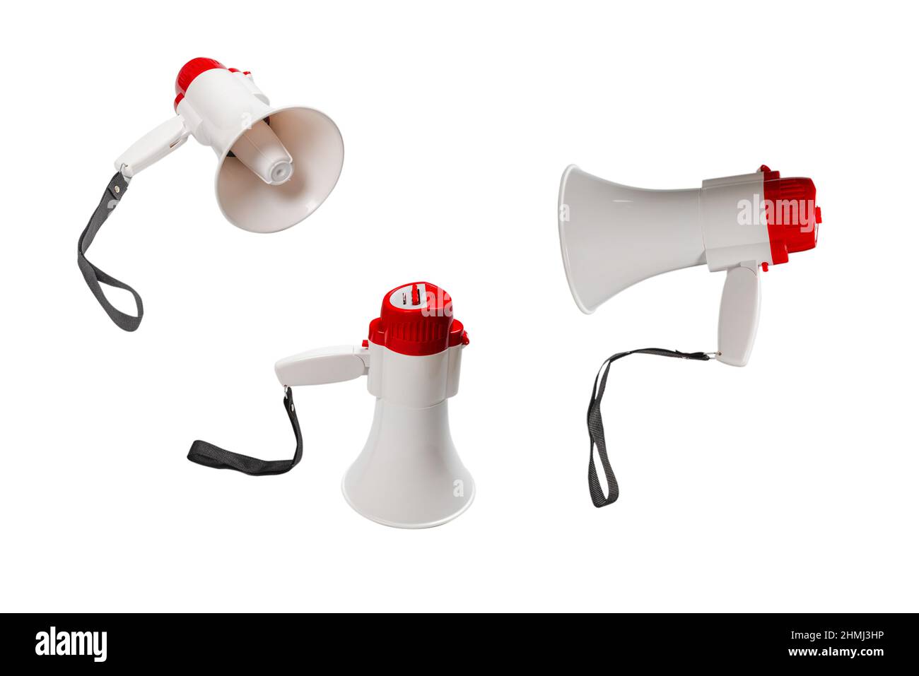 Megaphon isoliert auf weißem Hintergrund. Stockfoto