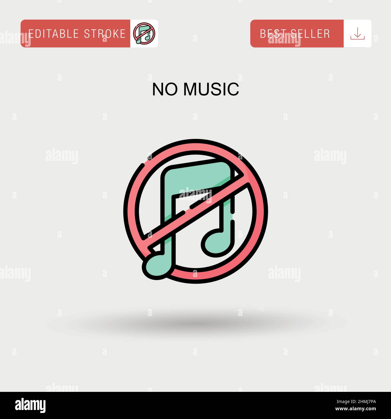 Keine Musik einfaches Vektorsymbol. Stock Vektor