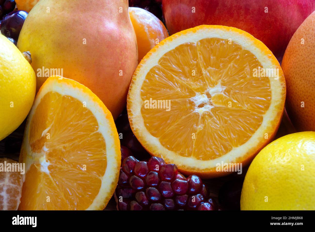 Nahaufnahme einer Gruppe von Früchten Stockfoto