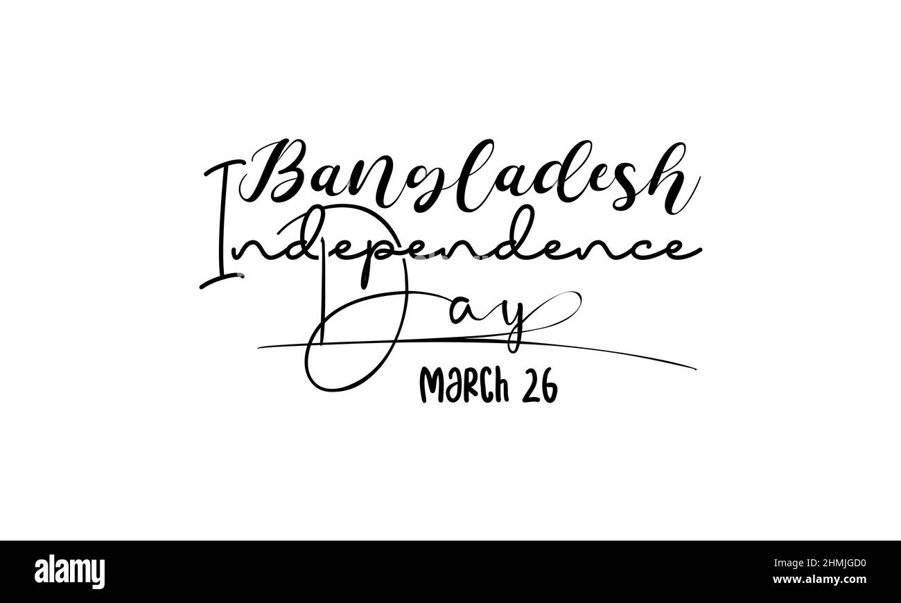 Bangladesh Independence Day. Unabhängigkeit Tag Pinsel Kalligraphie Konzept Vektor-Vorlage für Banner, Karte, Poster, Hintergrund. Stock Vektor
