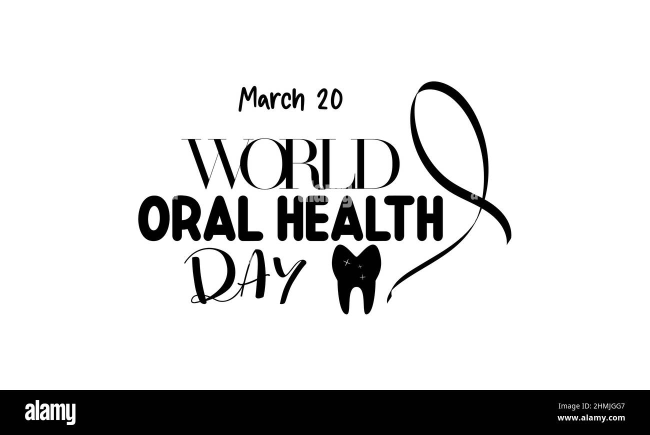 Welttag Der Oralen Gesundheit. Gesundheitsbewusstsein Pinsel Kalligraphie Konzept Vektor-Vorlage für Banner, Karte, Poster, Hintergrund. Stock Vektor
