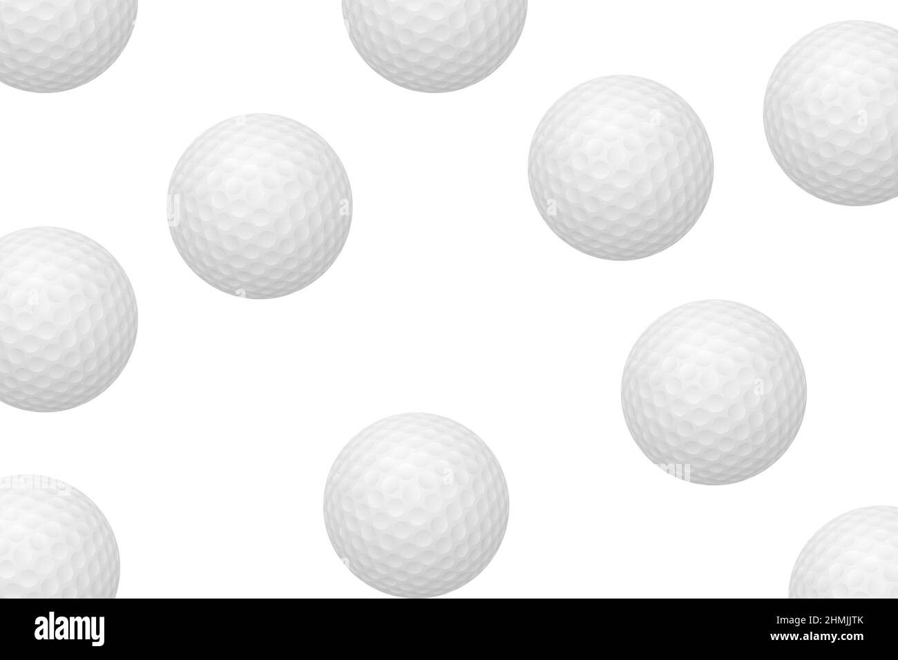 Golfbälle Haufen Gruppe isoliert auf weiß. Golfbälle Menge Nahaufnahme Hintergrund. Gruppe von weißen Kugeln. Abstrakter Hintergrund Stockfoto