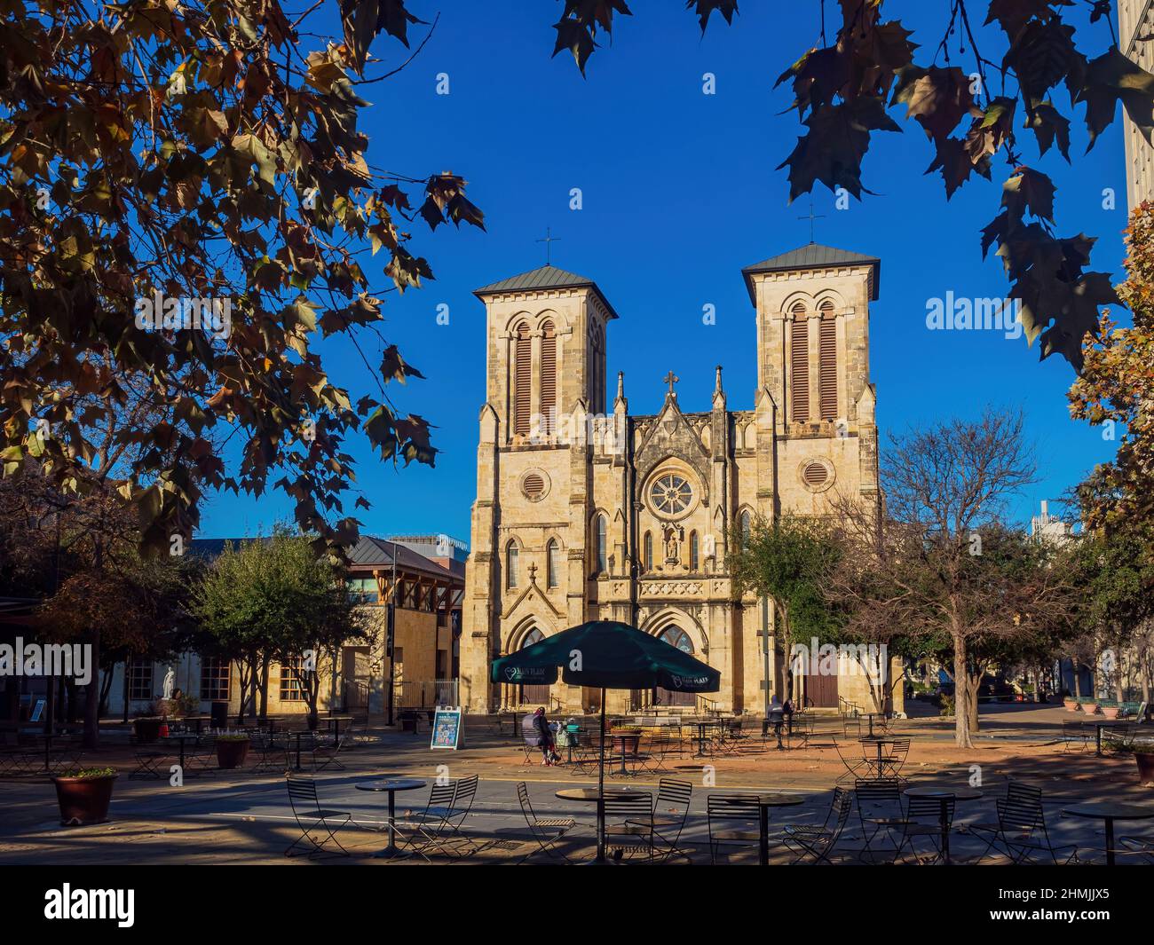 Sonniger Blick auf die Kathedrale von San Fernando in Texas Stockfoto