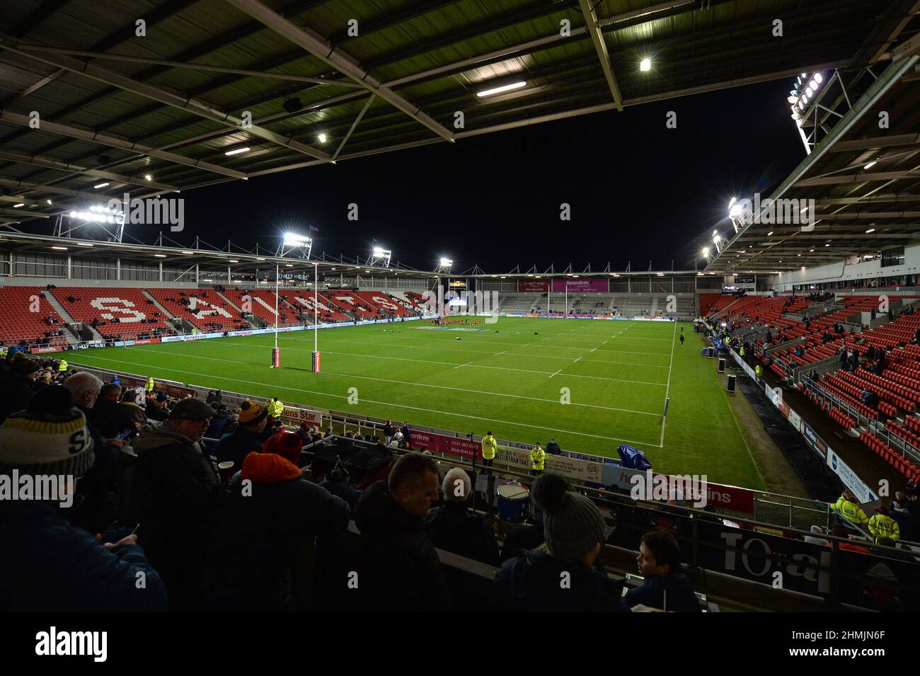 St. Helens, England - 10. Februar 2022 - Allgemeine Ansicht vor dem Rugby League Betfred Super League Saisonauftakt St. Helens vs Catalan Dragons im Totally Wicked Stadium, St. Helens, UK Dean Williams Stockfoto