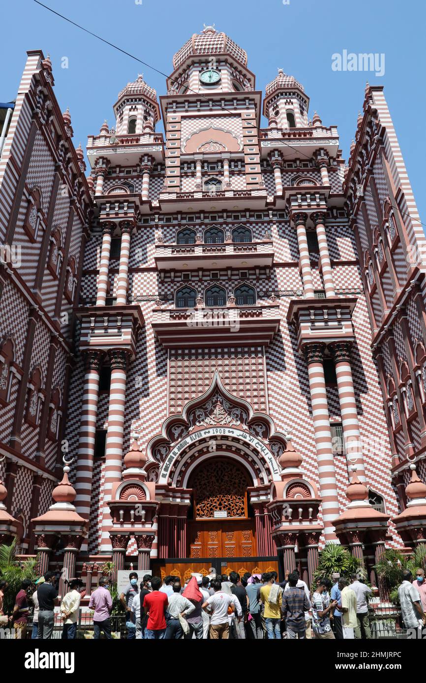 Rote Moschee im Stadtteil Pettah von Colombo Stockfoto Rote Moschee im Stadtteil Pettah von Colombo Stockfoto