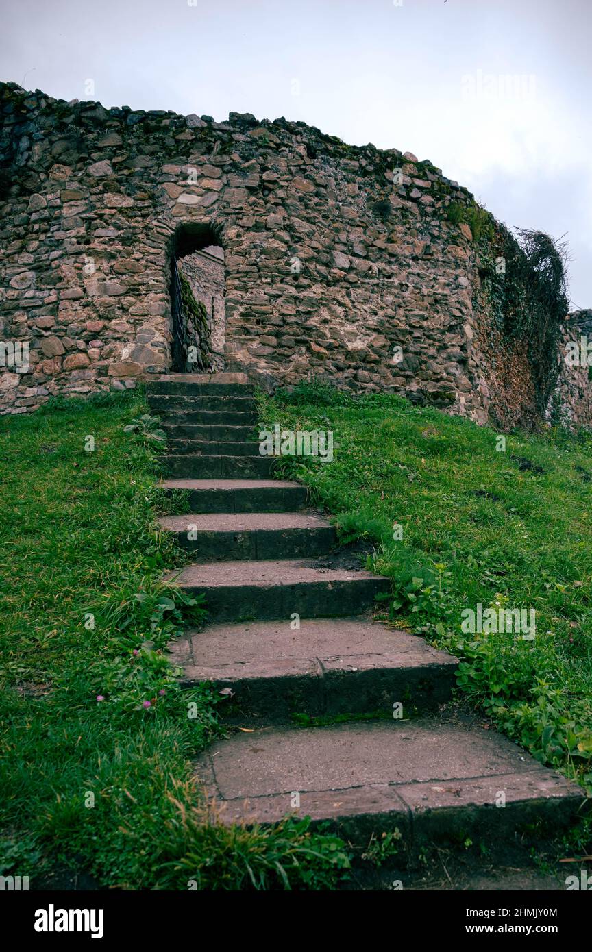 Treppen zur Festung Cisnadioara, Roamia Stockfoto