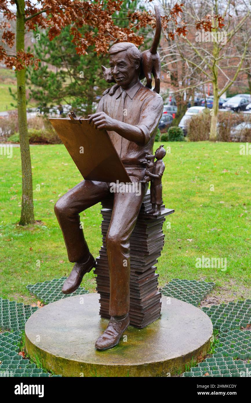 LOUVAIN-LA-NEUVE, BELGIEN -7 JAN 2022- Außenansicht des Herge-Museums, das dem Leben und Werk des belgischen Karikaturisten Georges Remi, creato, gewidmet ist Stockfoto