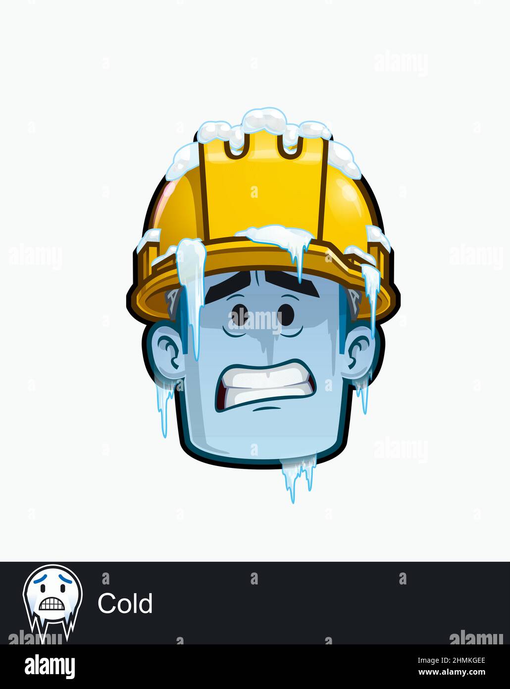 Ikone eines Bauarbeiters Gesicht mit kaltem - eiskalten emotionalen Ausdruck. Alle Elemente übersichtlich auf gut beschriebenen Ebenen und Gruppen. Stock Vektor