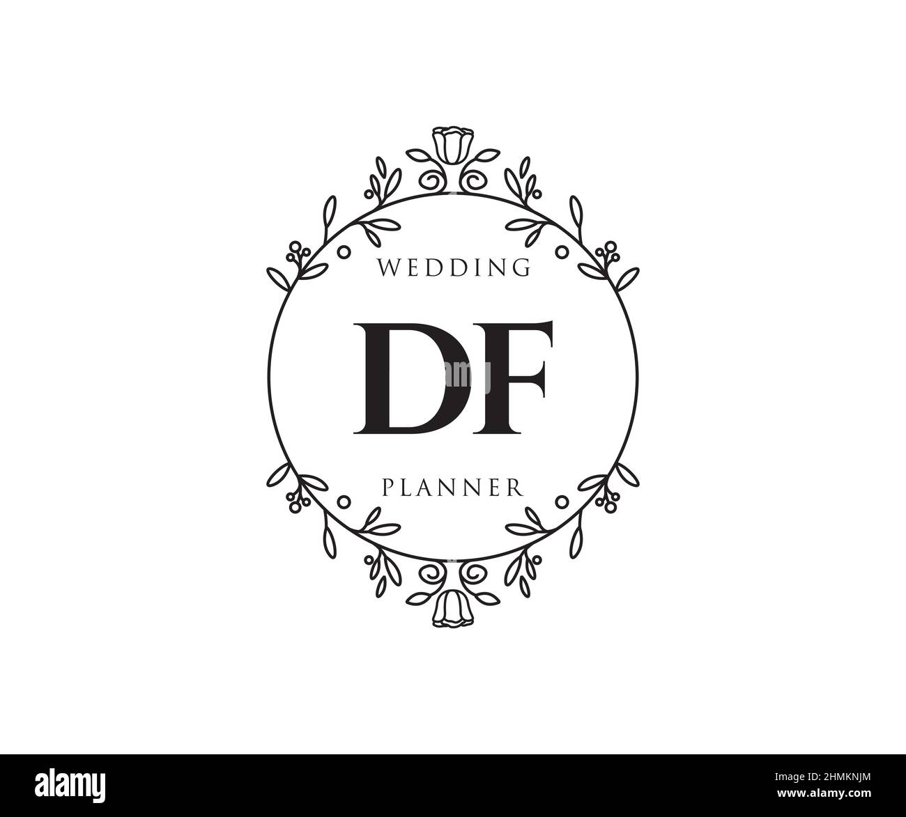 DF Initials Letter Hochzeit Monogram Logos Kollektion, handgezeichnete moderne minimalistische und florale Vorlagen für Einladungskarten, Save the Date, elegant Stock Vektor