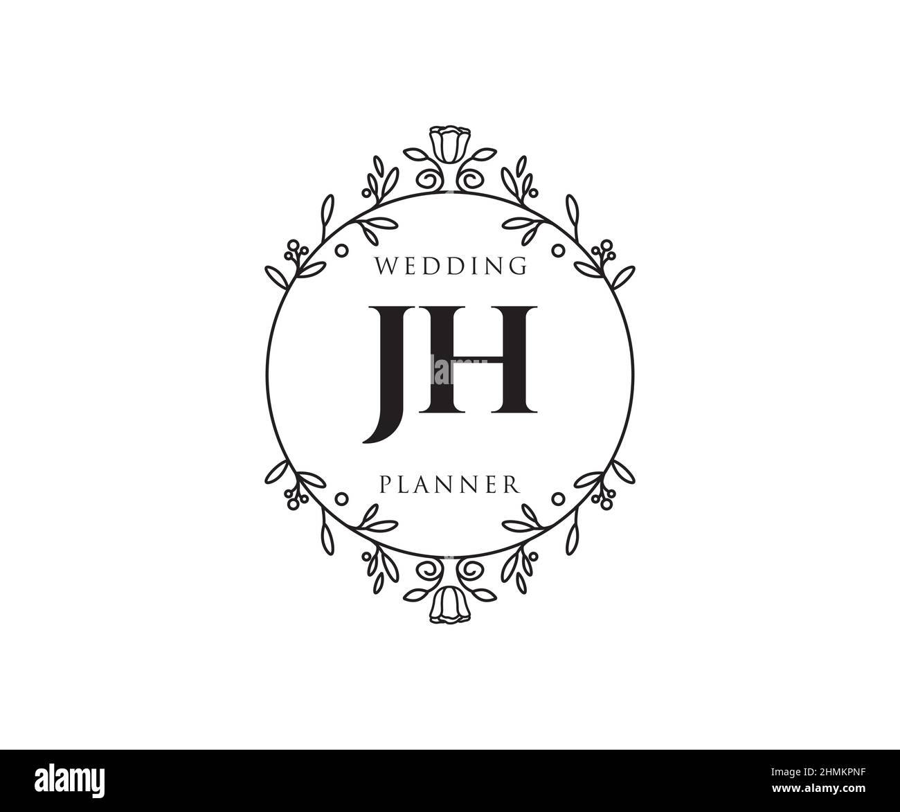 JH Initials Letter Hochzeit Monogram Logos Kollektion, handgezeichnete moderne minimalistische und florale Vorlagen für Einladungskarten, Save the Date, elegant Stock Vektor