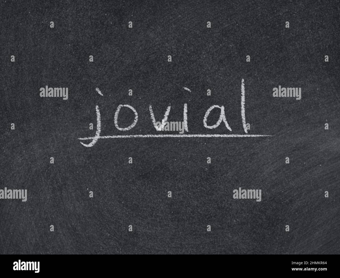 Jovial Konzept Wort auf Tafel Hintergrund Stockfoto
