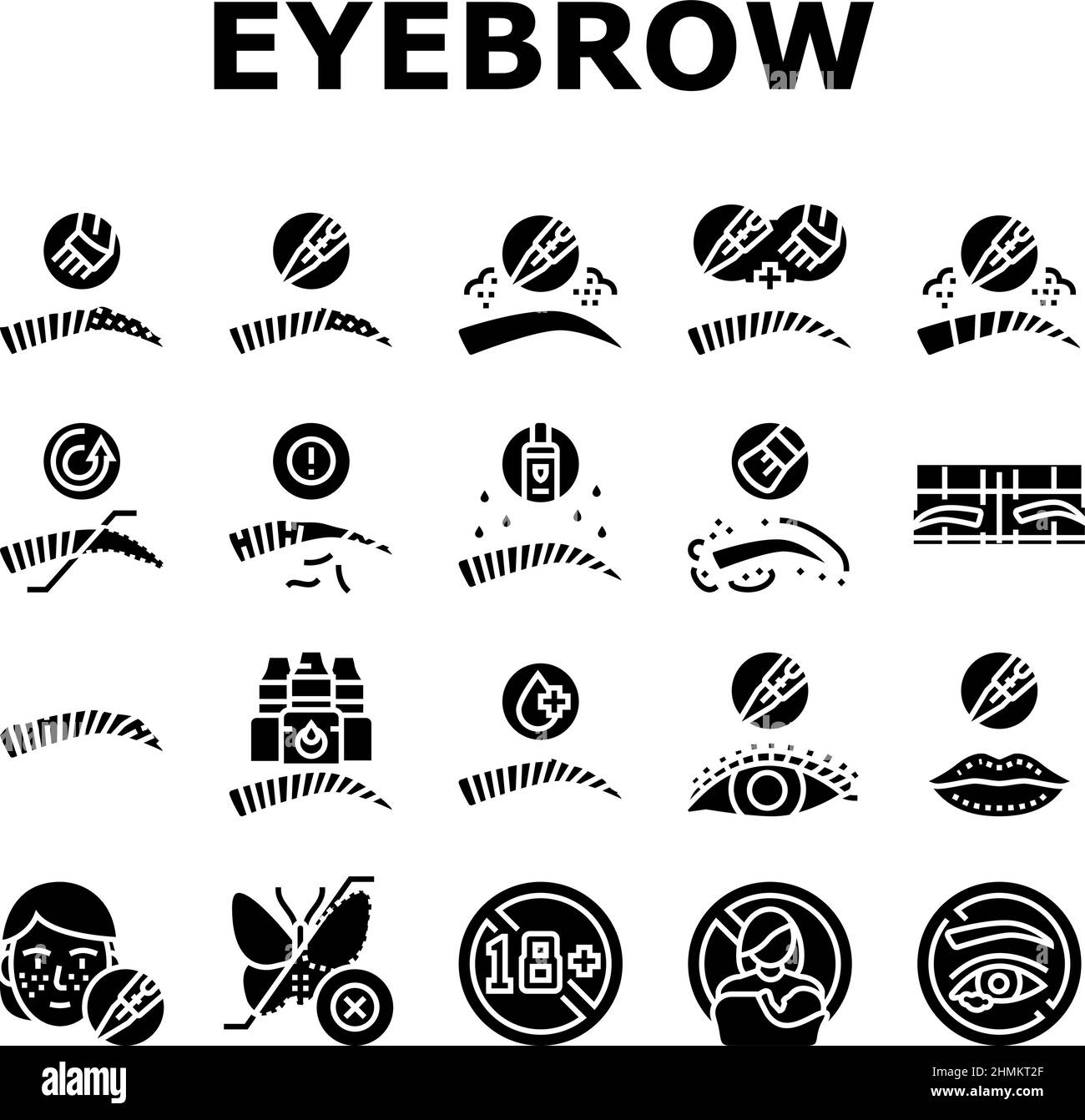 Augenbraue Tattoo Schönheit Verfahren Icons Set Vektor Stock Vektor