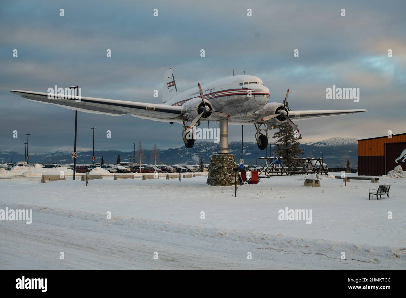 Douglas DC-3 im Yukon Transportation Museum in Whitehorse, Yukon, Kanada Stockfoto