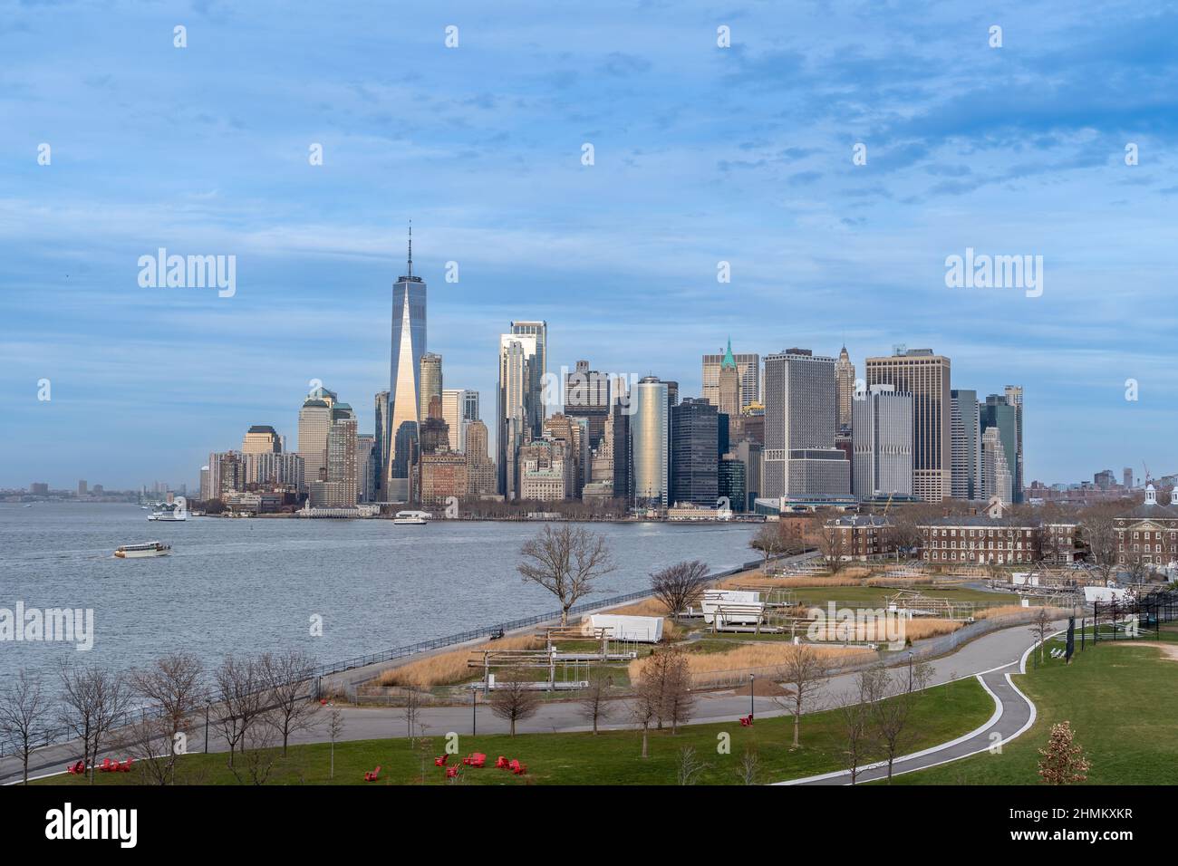 Luftaufnahme von Lower Manhattan von der Governor's Island Stockfoto
