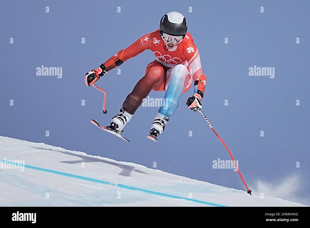 Yanqing, China. 11th. Februar 2022. Olympische Spiele, Ski alpin, Super G, Frauen, im Nationalen Alpinen Ski-Zentrum, Michelle Gisin aus der Schweiz in Aktion. Quelle: Michael Kappeler/dpa/Alamy Live News Stockfoto