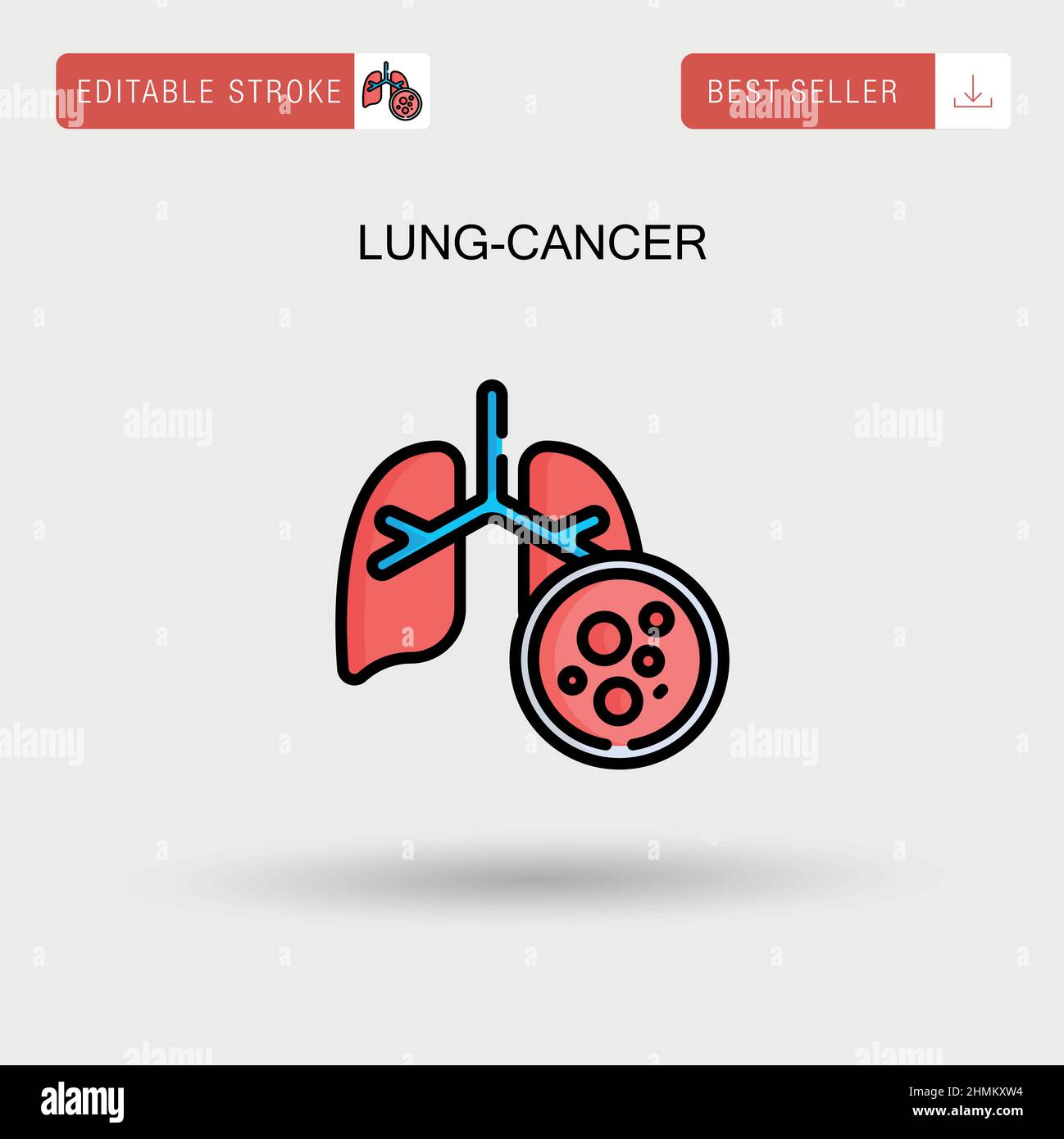 Einfaches Vektorsymbol für Lungenkrebs. Stock Vektor