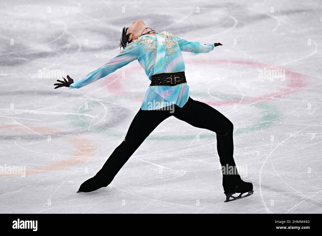 Peking, China. 11th. Februar 2022. Yuzuu Hanyu aus Japan tritt bei den Olympischen Winterspielen 2022 in Peking am Donnerstag, den 10. Februar 2022, beim Einzelfigure-Skating-Wettbewerb der Männer im Capital Indoor Stadium auf. Foto von Richard Ellis/UPI Credit: UPI/Alamy Live News Stockfoto