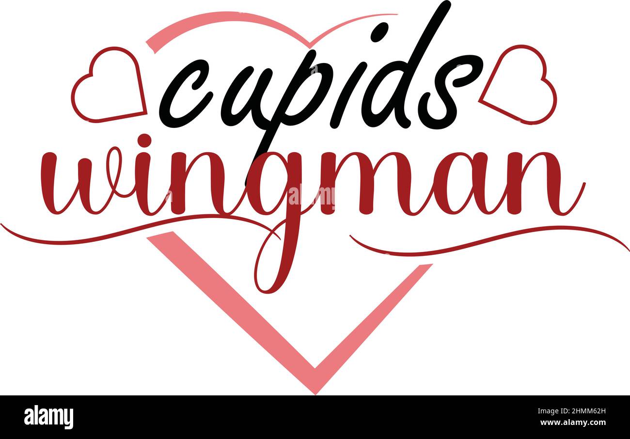 cupids's winngman valentines day t Shirt Monogramm Text Vektor Vorlage Stock Vektor