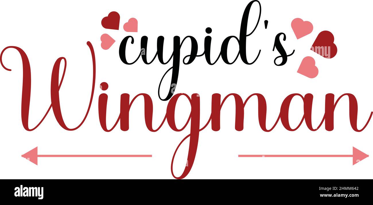 cupids Wingman valentines Tag T-Shirt Monogramm Text Vektor Vorlage Stock Vektor