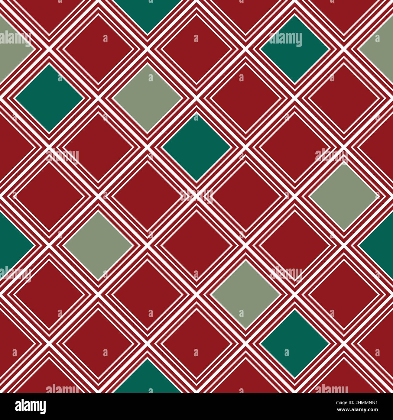 Weihnachten Abstrakt Rot Grün Hintergrund Diamant Nahtlos. Vektorgrafik. Stock Vektor