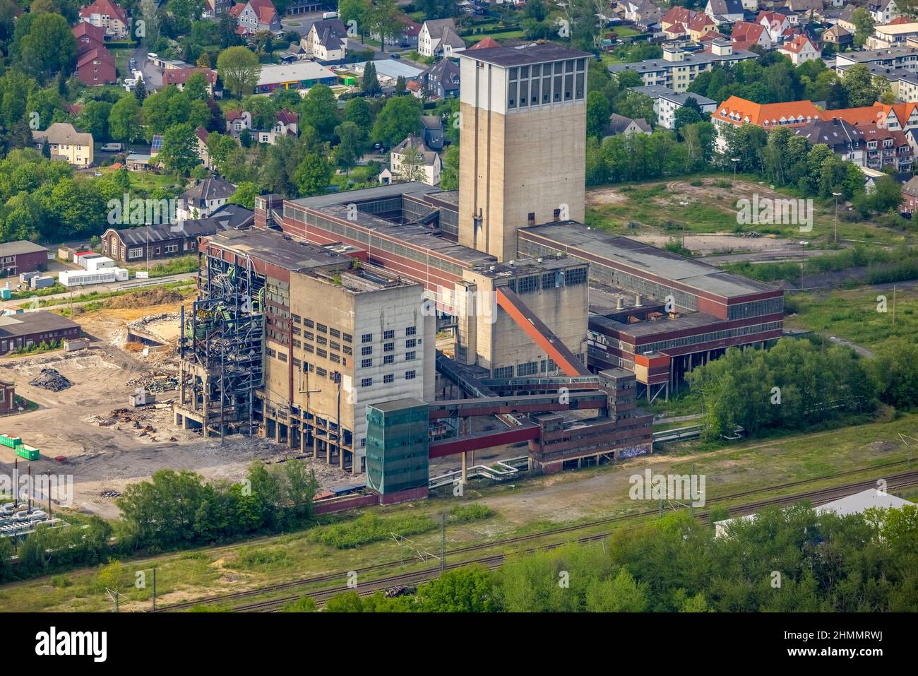 Luftaufnahme, ehemalige DSK-Kolonie Lippe, Egonstraße, Stadtgrenze zu Gelsenkirchen, Westerholt, Hassel, Gelsenkirchen, Ruhrgebiet, Nordrhein-Westfalen Stockfoto