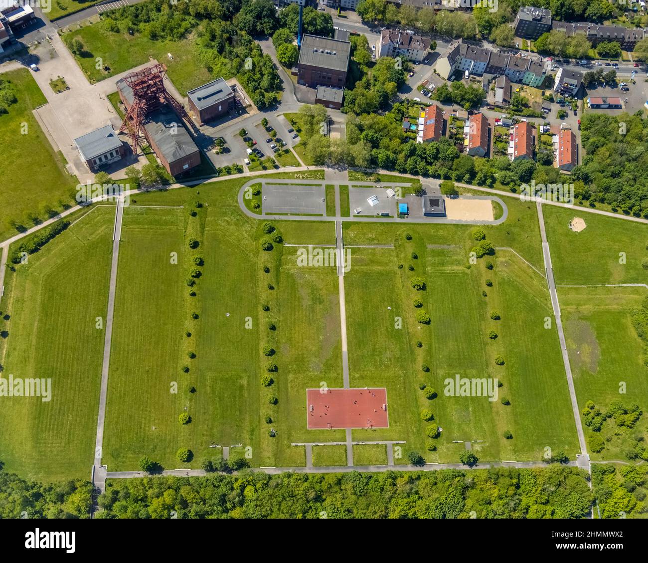 Luftaufnahme, Freizeitanlage Consol Park, Bismarck, Gelsenkirchen, Ruhrgebiet, Nordrhein-Westfalen, Deutschland, DE, Europa, Formen und Farben, Freizeit Stockfoto