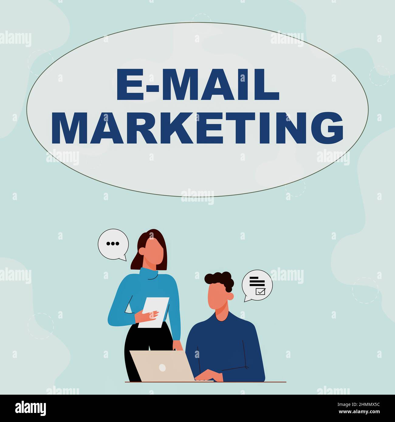 Schild mit E-Mail-Marketing. Wort zum Senden einer Werbebotschaft an eine Gruppe von Postsendungen Partner Sharing New Ideas for Skill Stockfoto