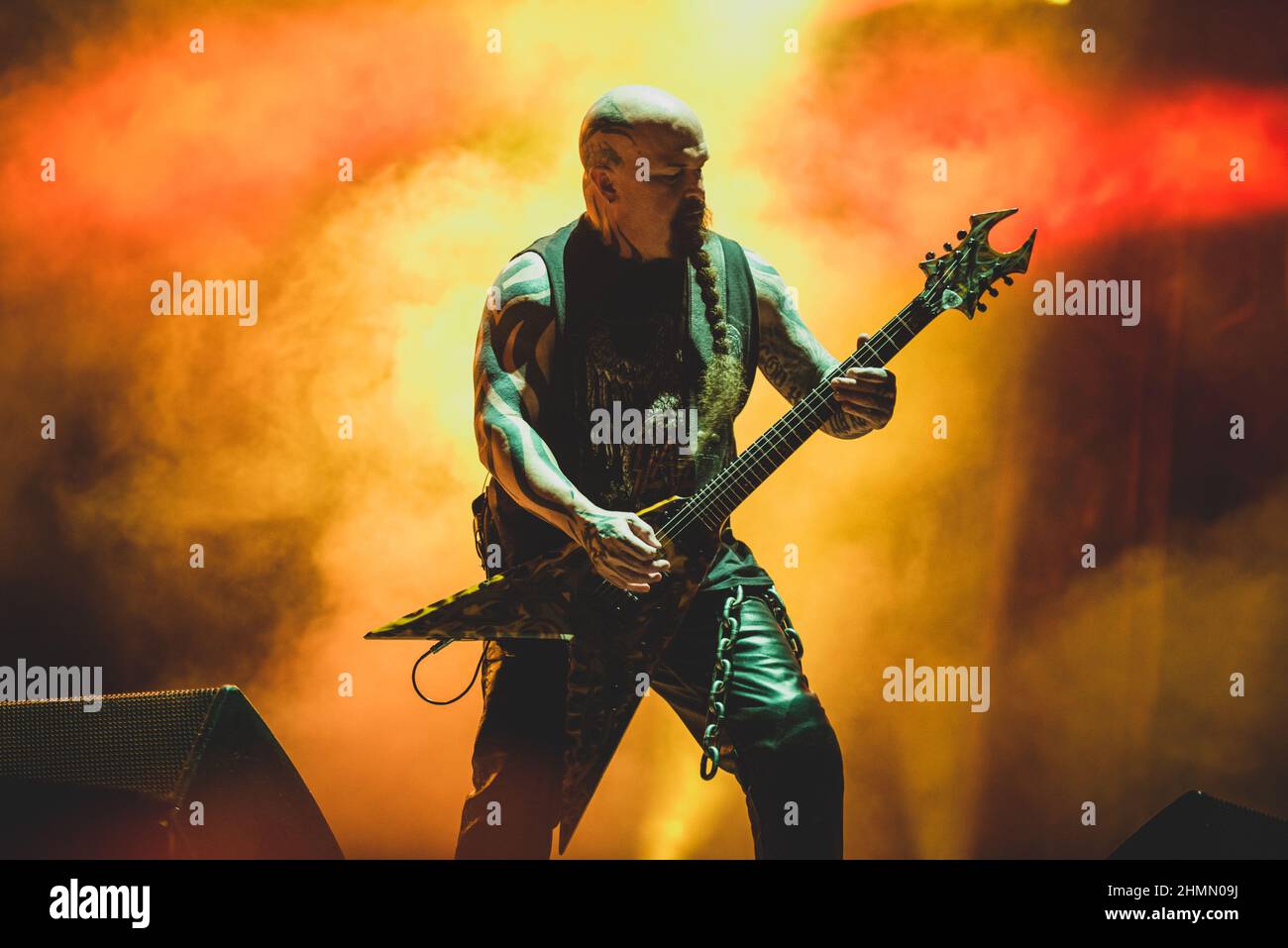 FRANKREICH, CLISSON, HELLFEST FESTIVAL 2017: Kerry King, Gitarrist der amerikanischen Trash-Metal-Band Slayer, tritt live auf der Bühne für das Abschlusskonzert des Helffest Festivals auf. Stockfoto