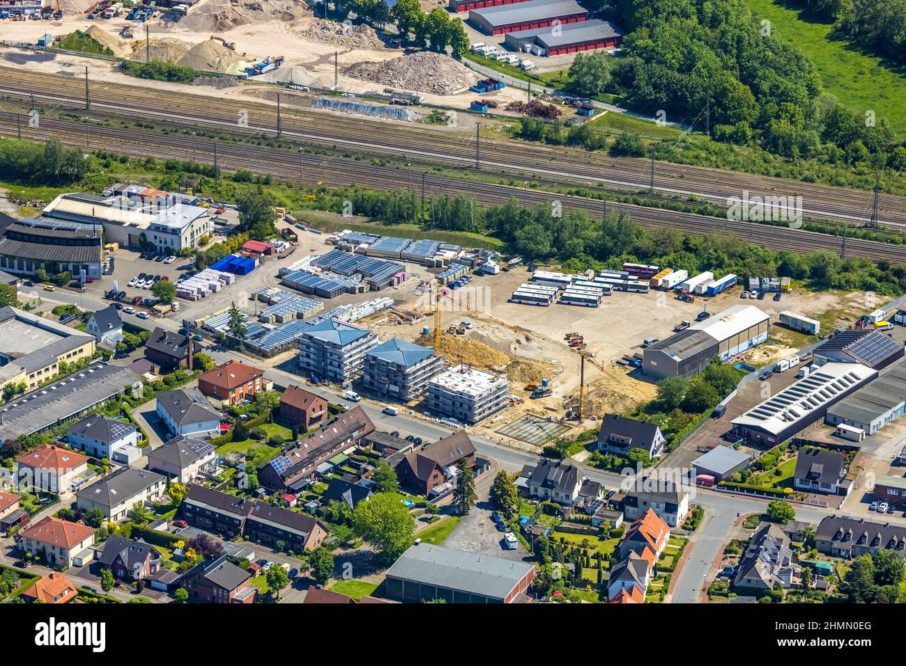 Luftaufnahme, Baustelle Annabergstraße für Wohnungsneubau, ehemaliges Firmengelände Klostermann, Haltern-Stadt, Haltern am See, Ruhr Stockfoto