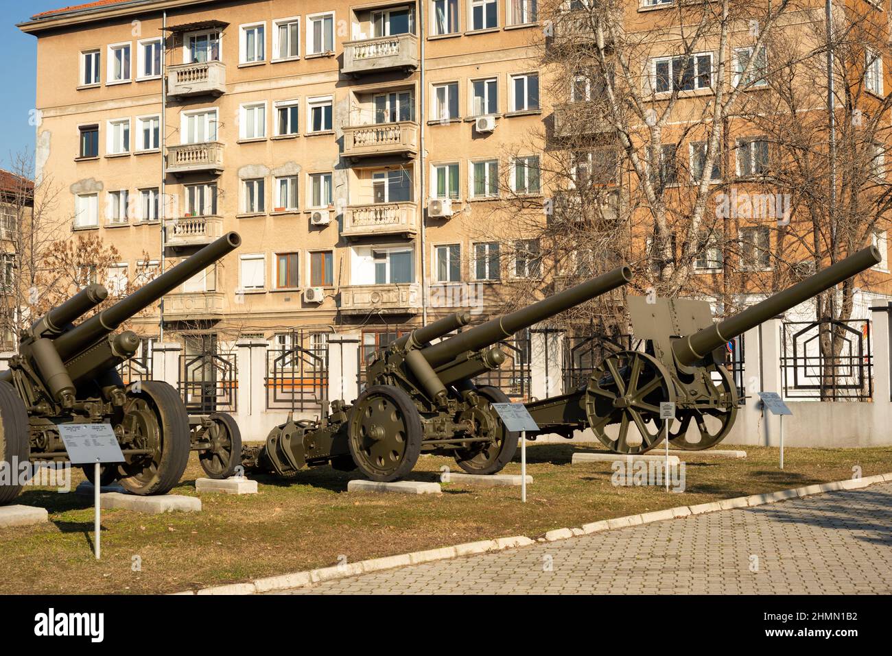 Artilleriebunsen ausgestellt Nationales Museum für Militärgeschichte in Sofia, Bulgarien Stockfoto