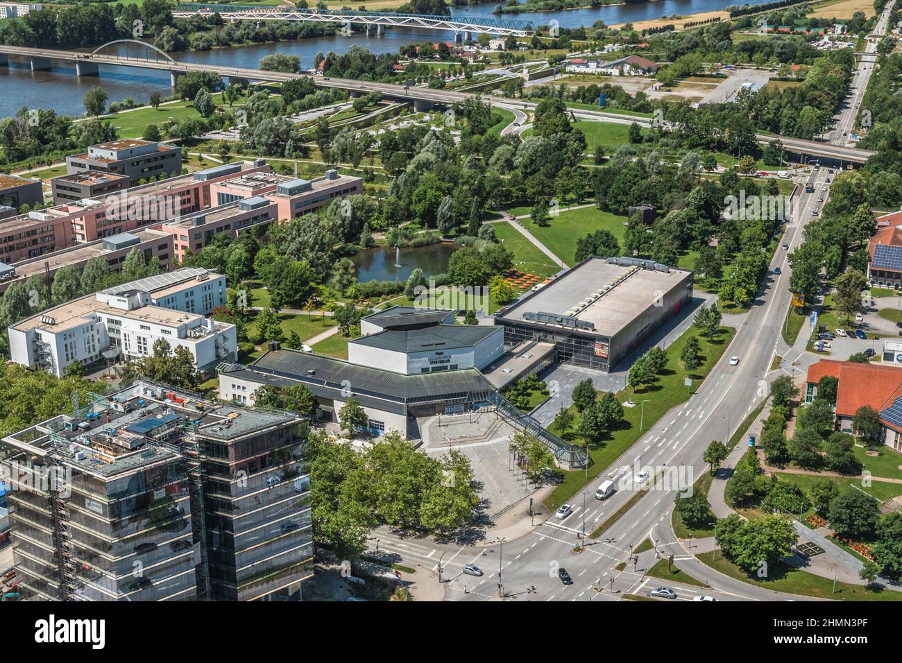 Luftaufnahme nach Deggendorf an der Donau in Niederbayern Stockfoto