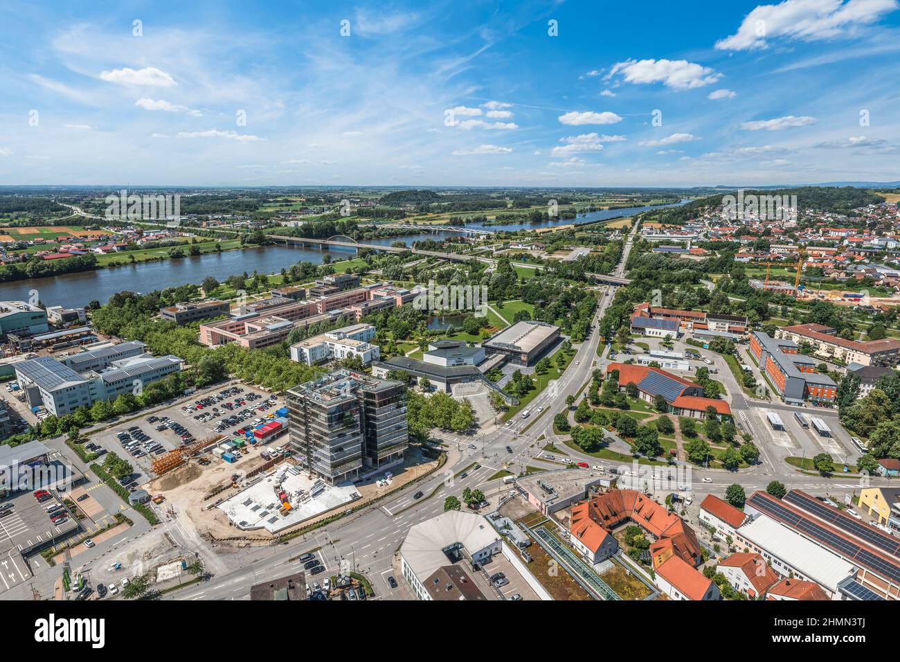 Luftaufnahme nach Deggendorf an der Donau in Niederbayern Stockfoto