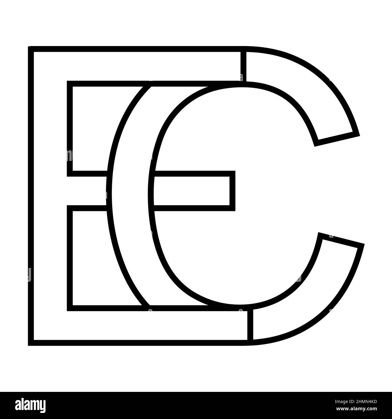 Logo-Zeichen ec ce, Symbol nft ec interlaced, Buchstaben e c Stock Vektor