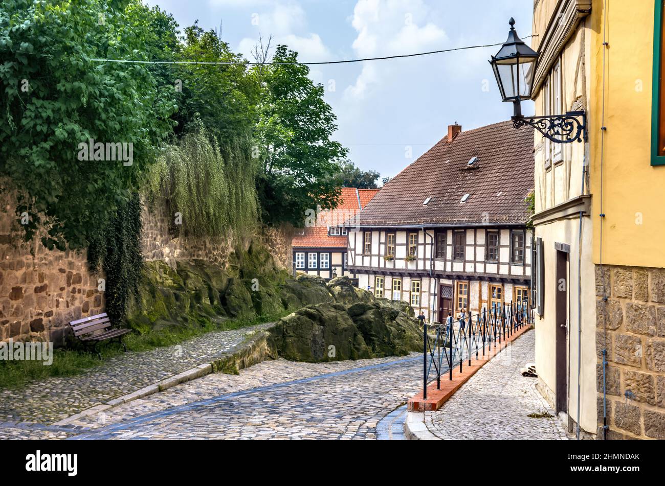 Am Schlossberg, Quedlinburg, Sachsen-Anhalt, Deutschland. Stockfoto