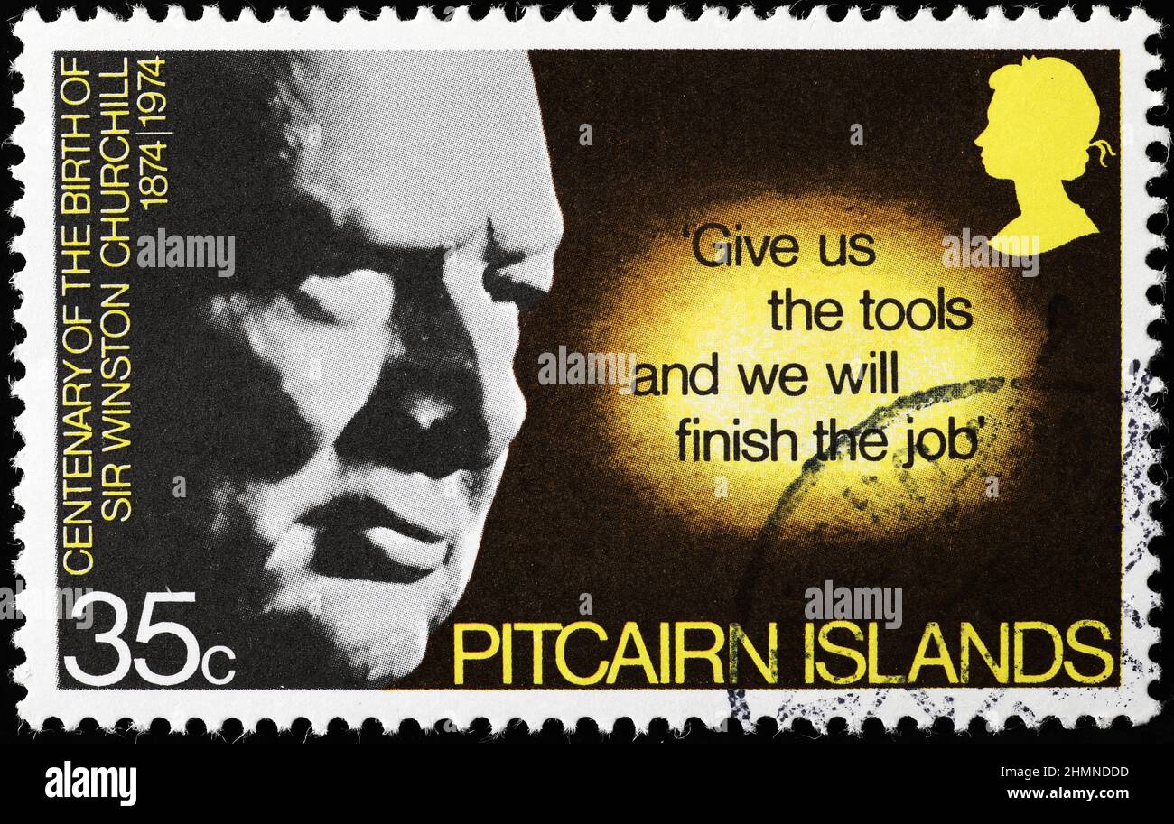 100. Jahrestag der Geburt von Winston Churchill auf Briefmarke Stockfoto