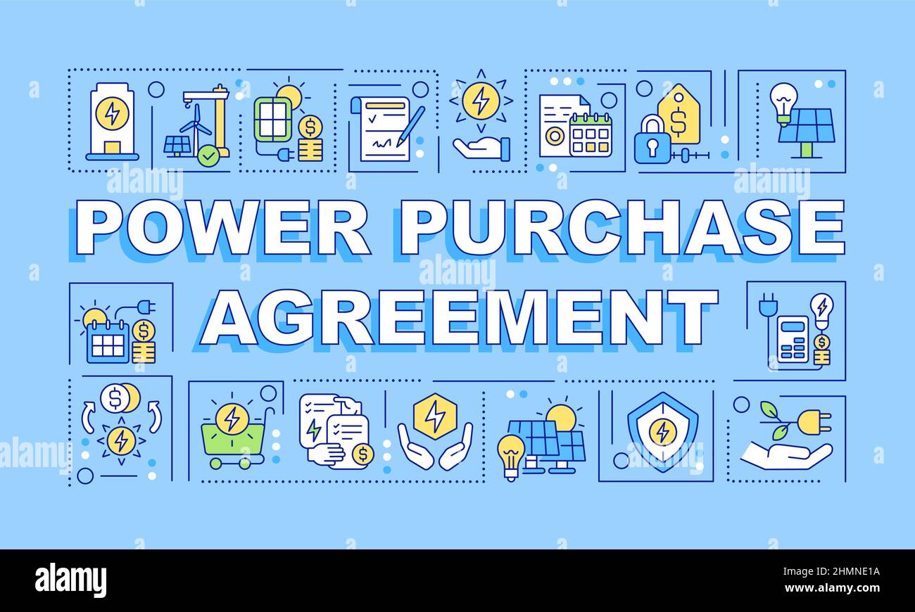 Power Purchase Agreement Word Concepts blaues Banner Stock Vektor