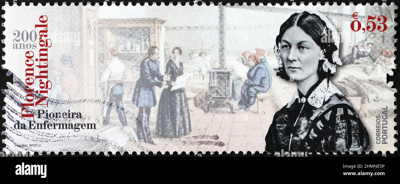 Florence Nightingale wird auf portugiesischer Briefmarke gefeiert Stockfoto