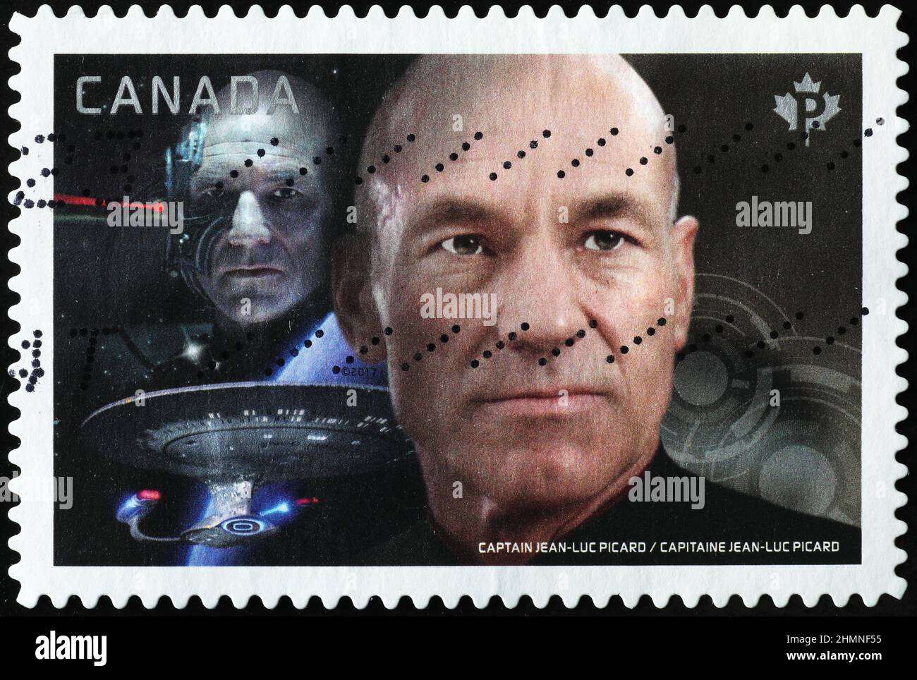 Patrick Stewart als Jean-Luc Picard von Star Trek auf Briefmarke Stockfoto