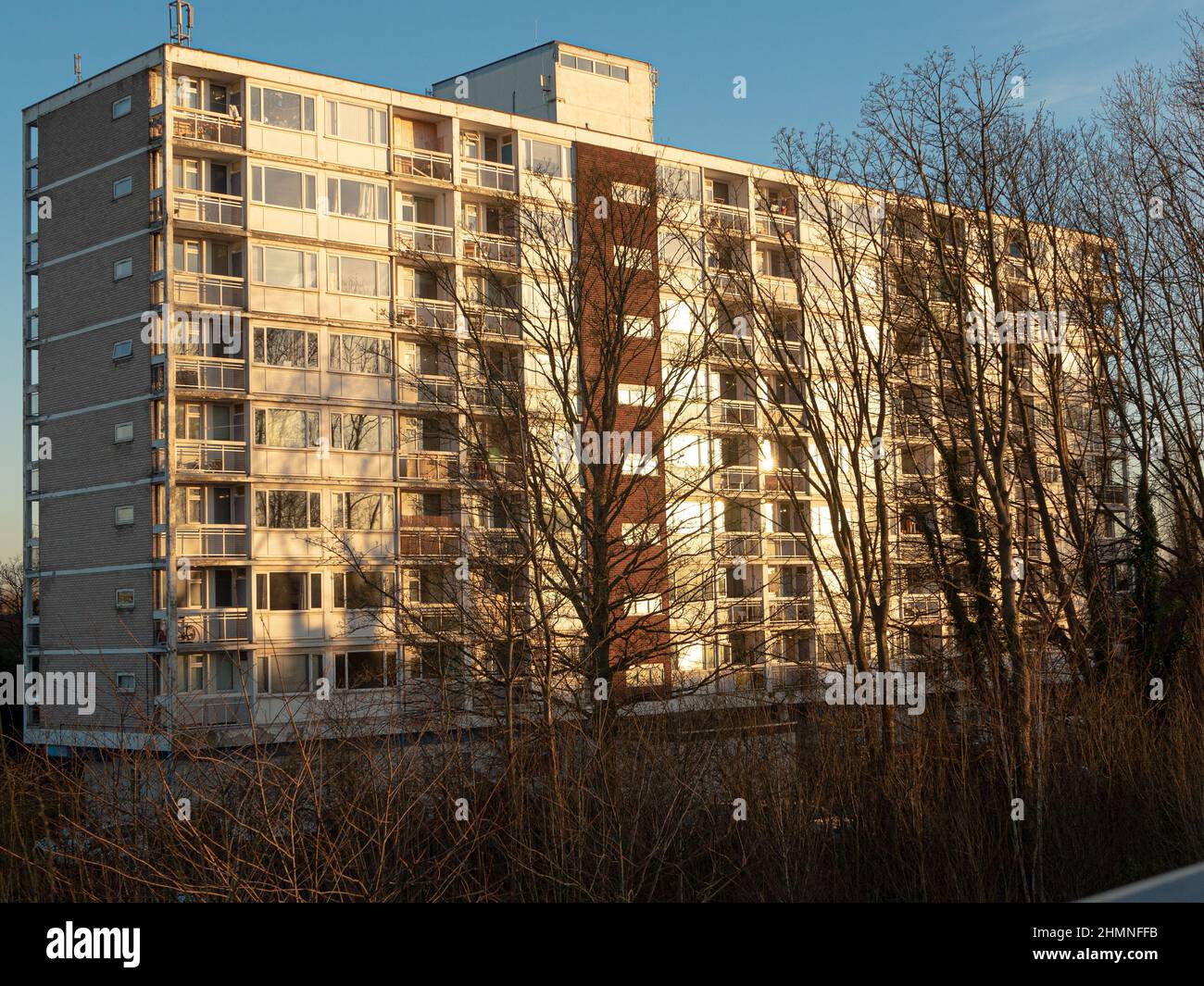 Southmoor 23 Wythenshawe Baguley Block of Flats Council Houses Manchester England ,Bild aufgenommen im Januar 2022 Stockfoto