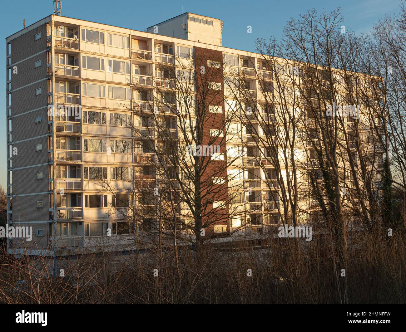 Southmoor 23 Wythenshawe Baguley Block of Flats Council Houses Manchester England ,Bild aufgenommen im Januar 2022 Stockfoto