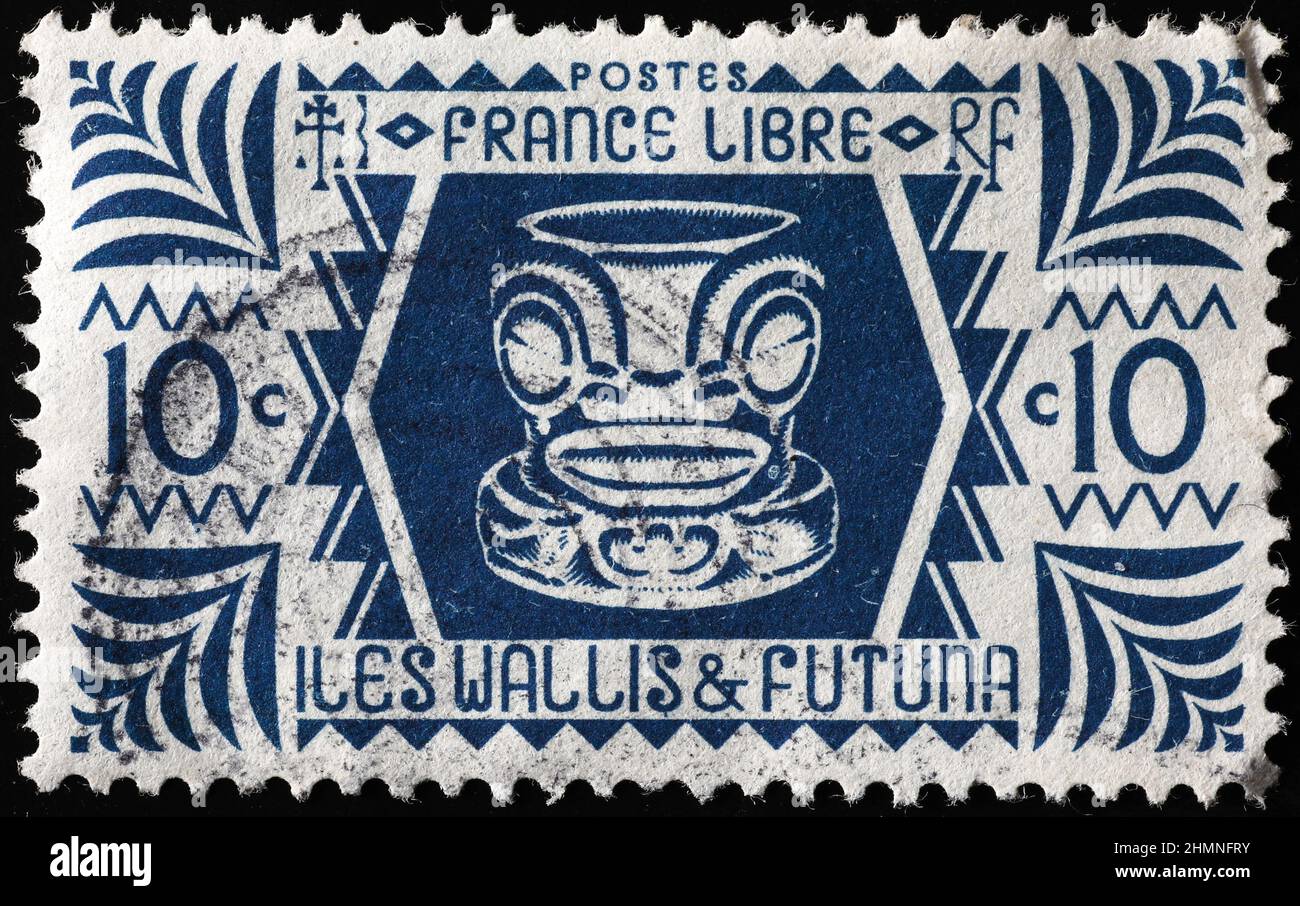 Alte Briefmarke der Walli Futuna Inseln Stockfoto