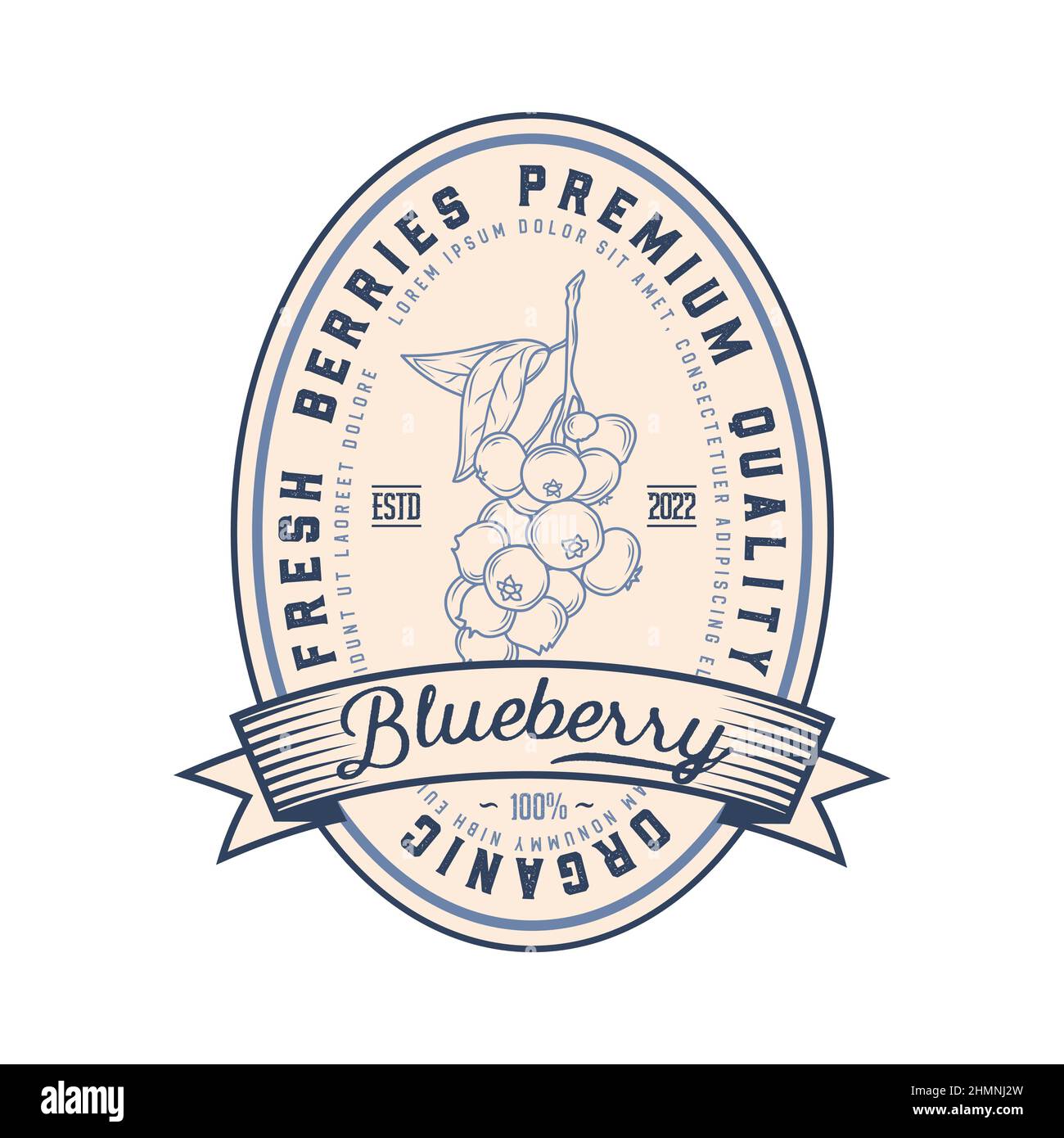 Blueberry Confectionary Abstract Vektor-Zeichen, Symbol oder Logo-Vorlage. Stock Vektor