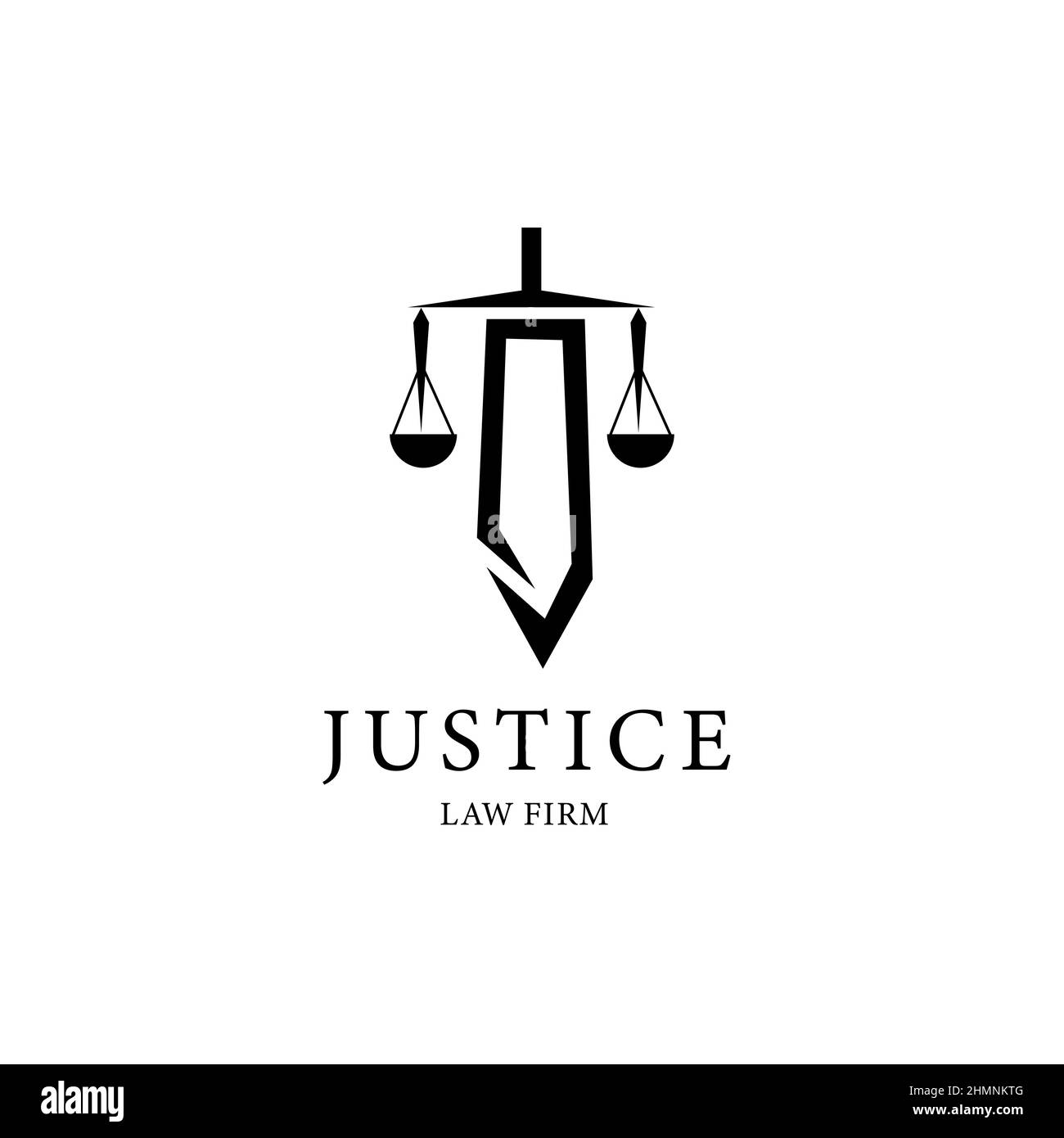 Skalen mit Symbol Design Konzept Logo Zeichen Symbol universal Kanzlei Schwert Illustration, Rechtsanwalt, Schwert Skalen kreative Premium-Symbol Spalte Idee. Vect Stock Vektor