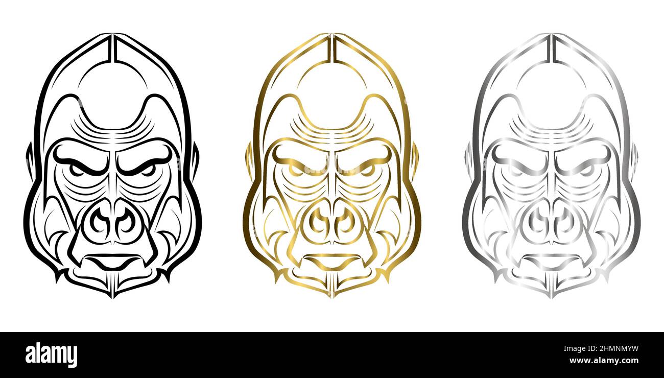 Schwarz-weiße Linie Kunst der Gorilla Kopf gute Verwendung Für Symbol Maskottchen Symbol Avatar Tattoo T Shirt Design Logo Oder ein beliebiges Design Stock Vektor