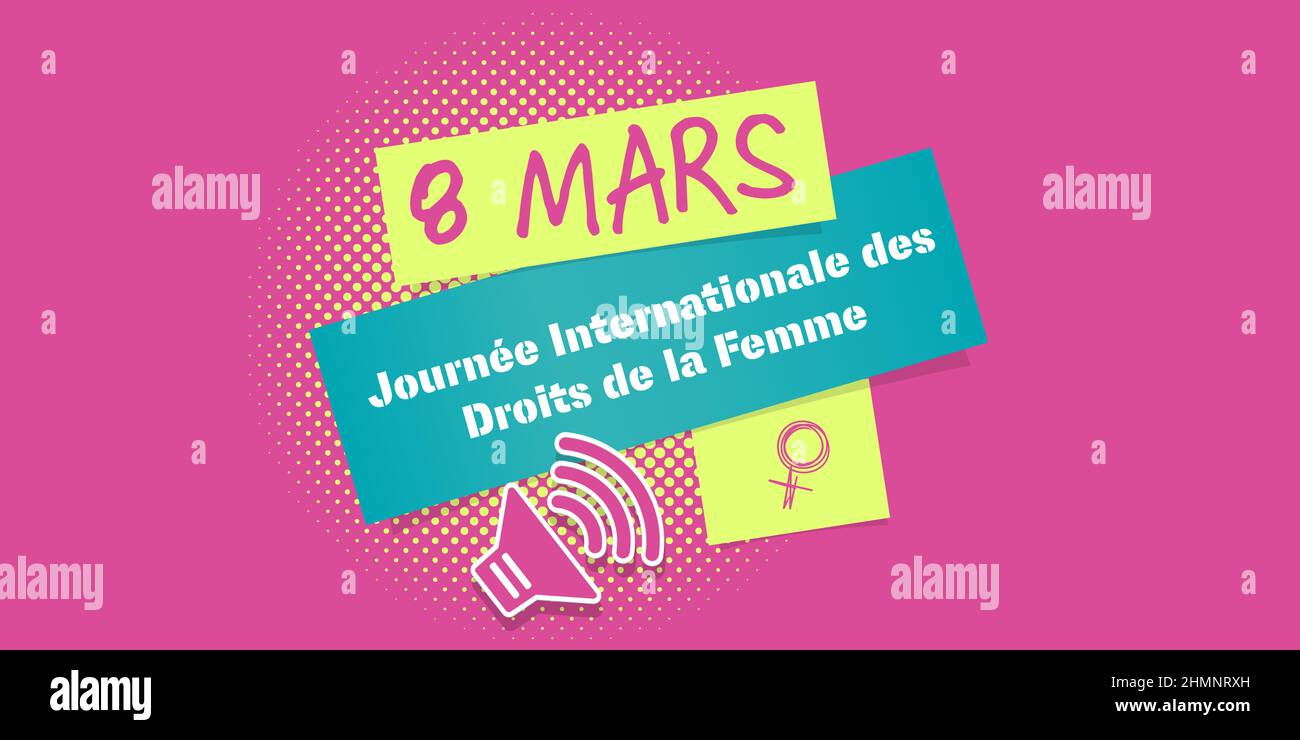 Französisch International Frauenrechtstag Illustration Banner Stockfoto