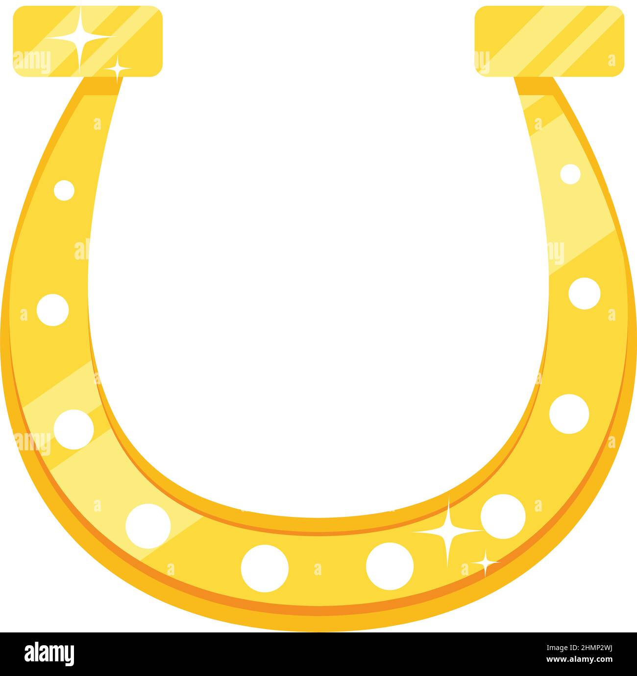 goldenes Hufeisen-Symbol auf weißem Hintergrund Stock Vektor