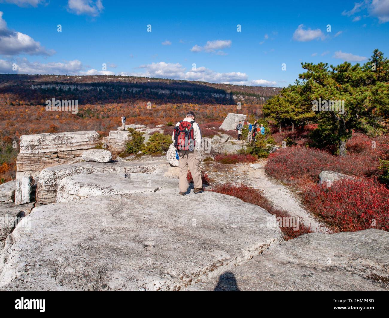 Herbstansicht der Shawanagunk Mountains, New Paltz, NJ USA. The Gunks. Stockfoto