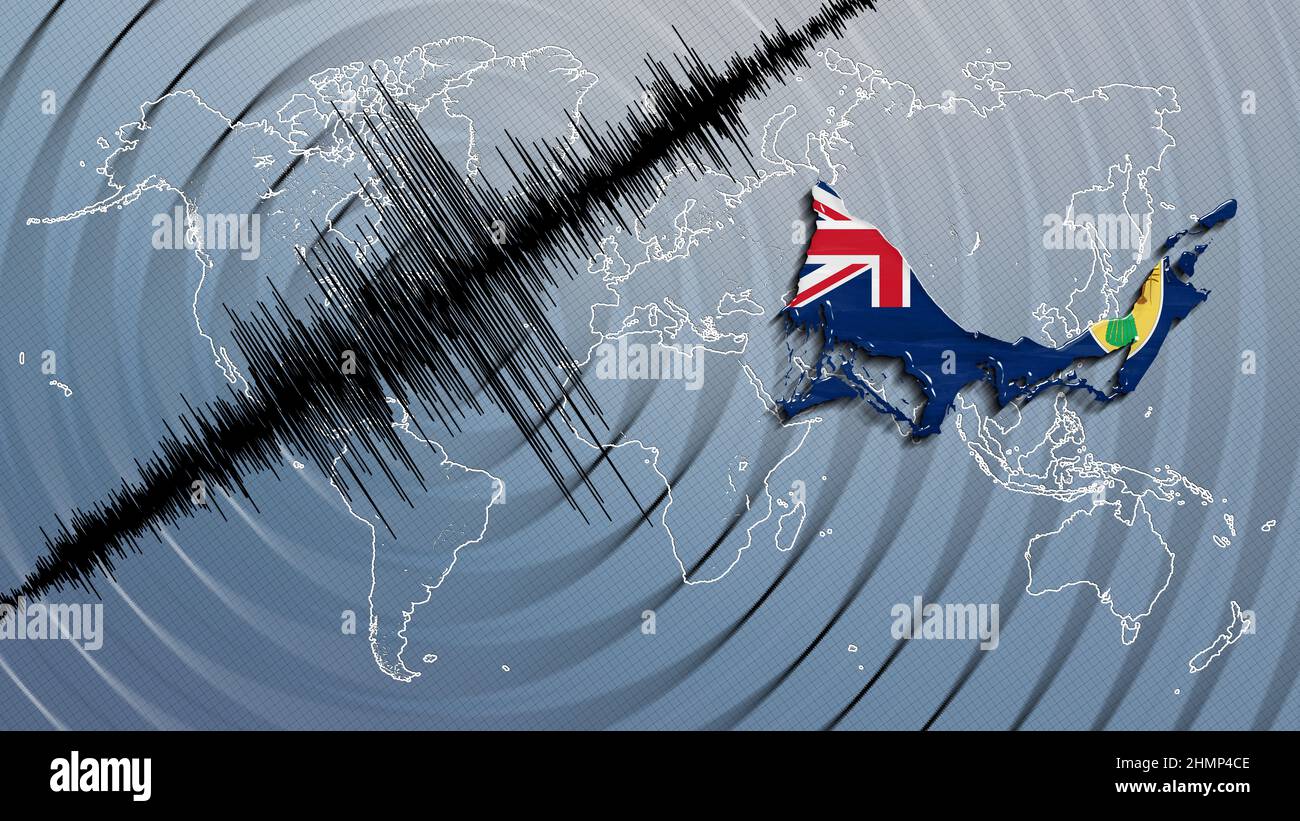 Erdbeben Erdbeben Turks- und Caicosinseln bilden die Richterskala ab Stockfoto