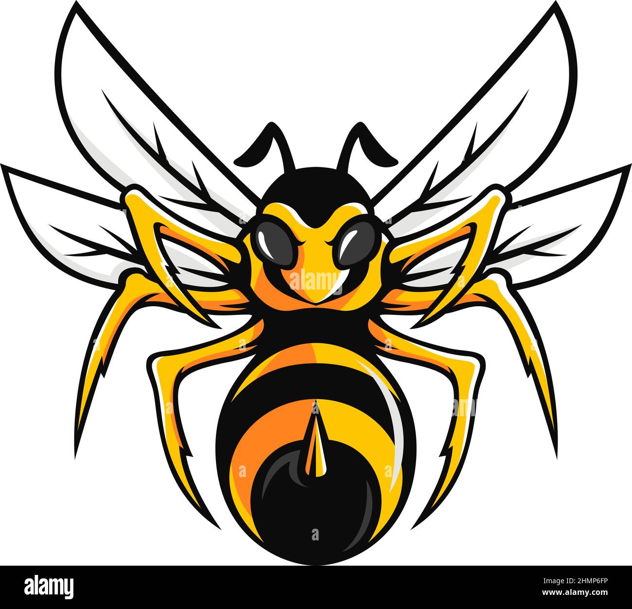 Illustration von aggressive Bee zeigt seinen Stich mit Sport Team Mascot Style Stock Vektor