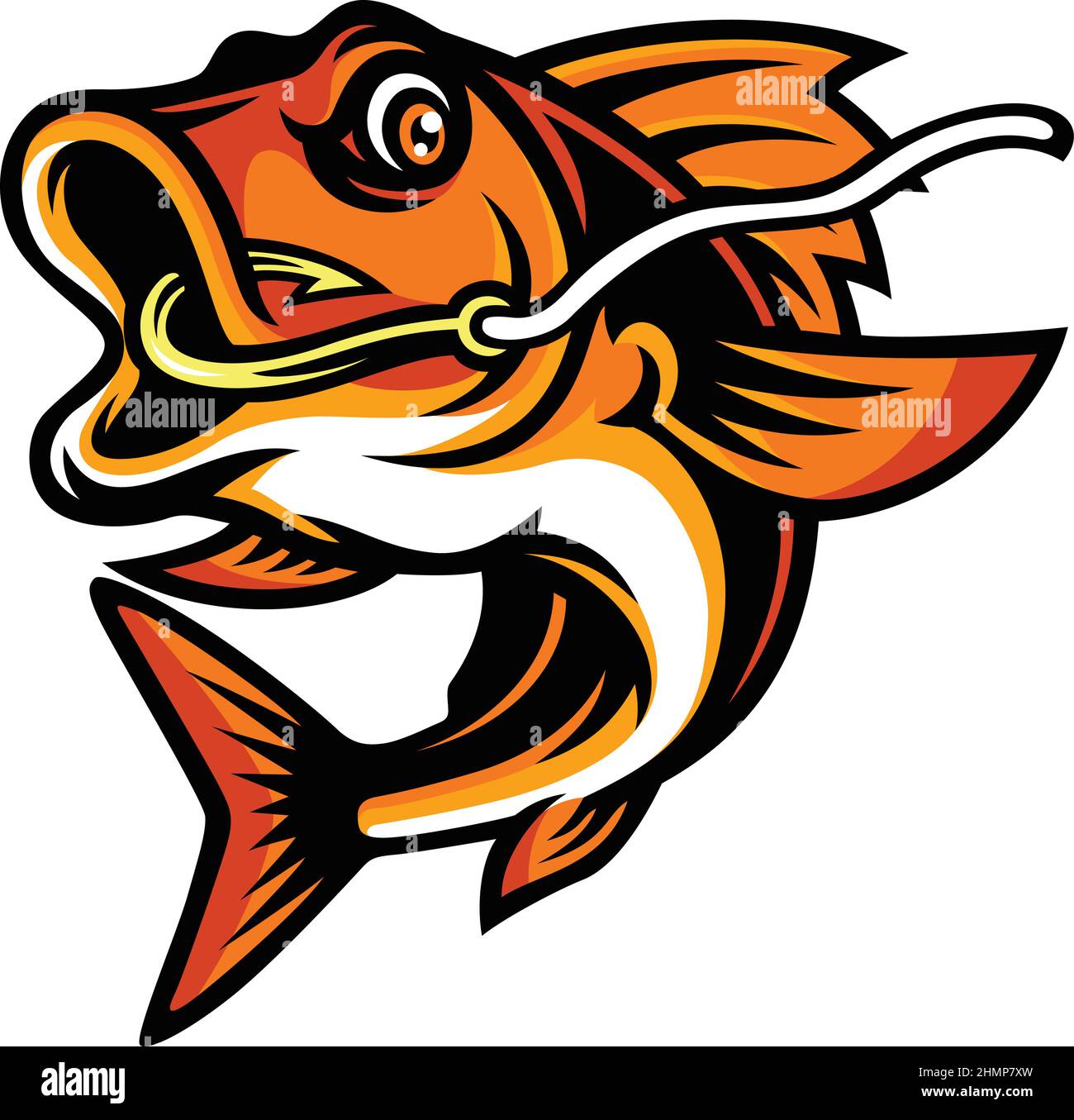 Der Fisch wird wütend, wenn er süchtig ist Stock Vektor